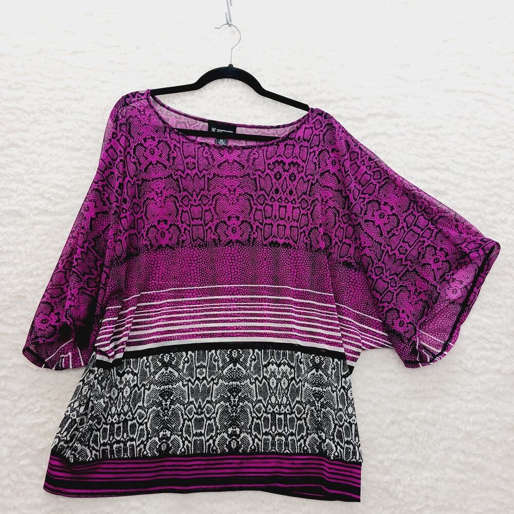 Kimono Blouse Poncho Tunic Pink Black Snakeskin Whimsycore Boho Bold Y2K Size 2X